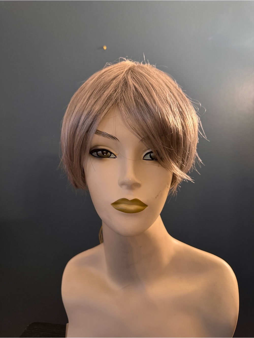 Short Layered Women's Wig in Rose Ash Blonde